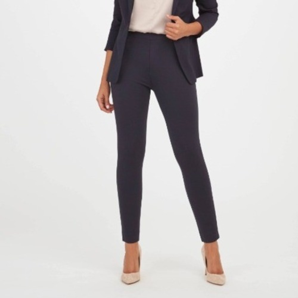Spanx The Perfect Pant Backseam Skinny Black Medium Tall Ponte Trousers Stretch